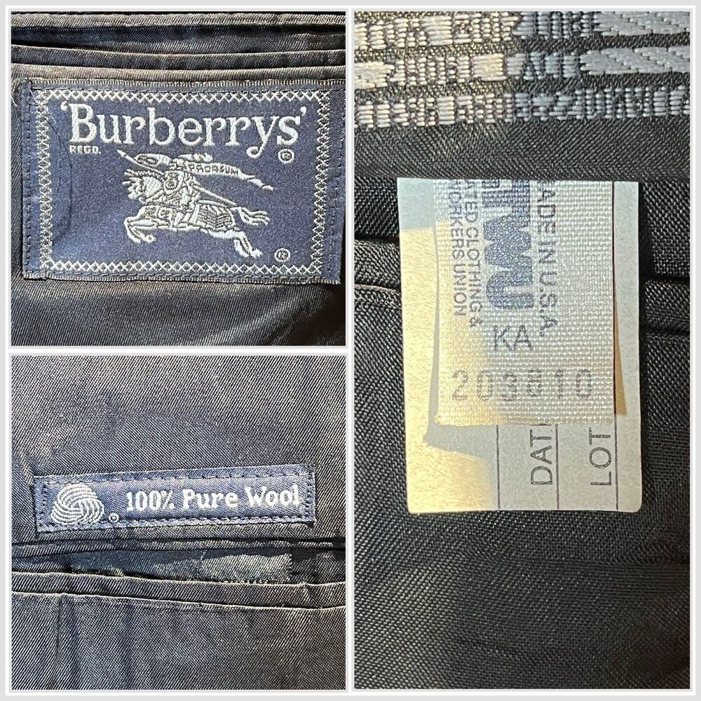 Vintage Burberry 44R Black Gray Pinstripe Blazer Sport Coat Jacket - Picture 14 of 14